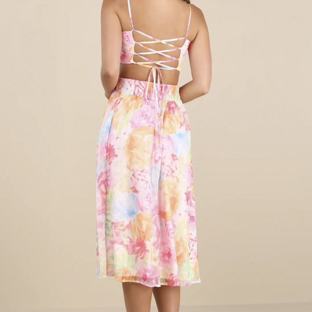 Lulu's Multicolor Floral Midi Dress - Picture 5 of 6
